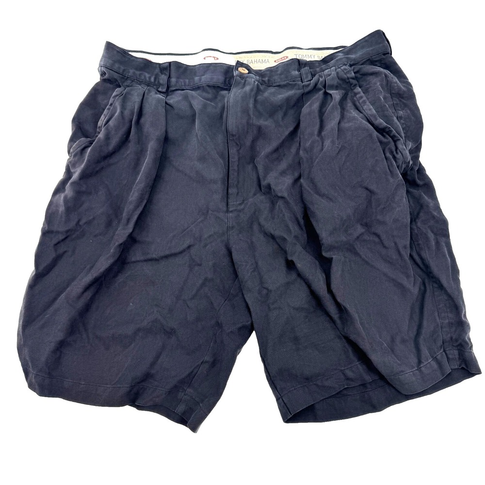 Tommy Bahama Men's Size 36 Black 100% Silk Dress Shorts Relaxed Fit Beach Resort